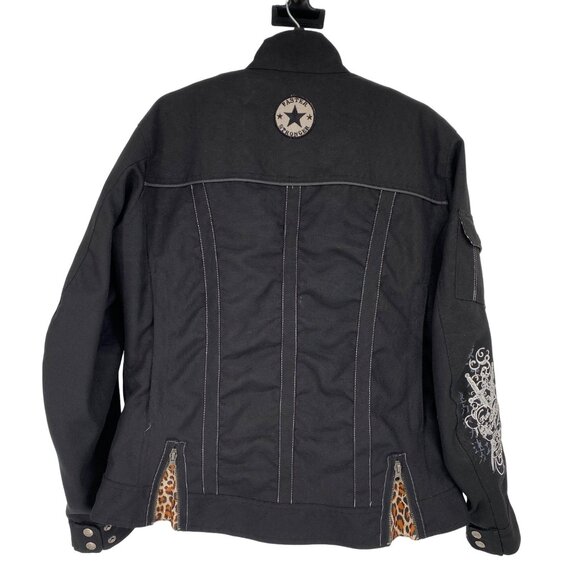 Speed and Strength L Black Motorcycle Jacket Embroidered “Little Miss Dangerous” - Picture 2 of 12